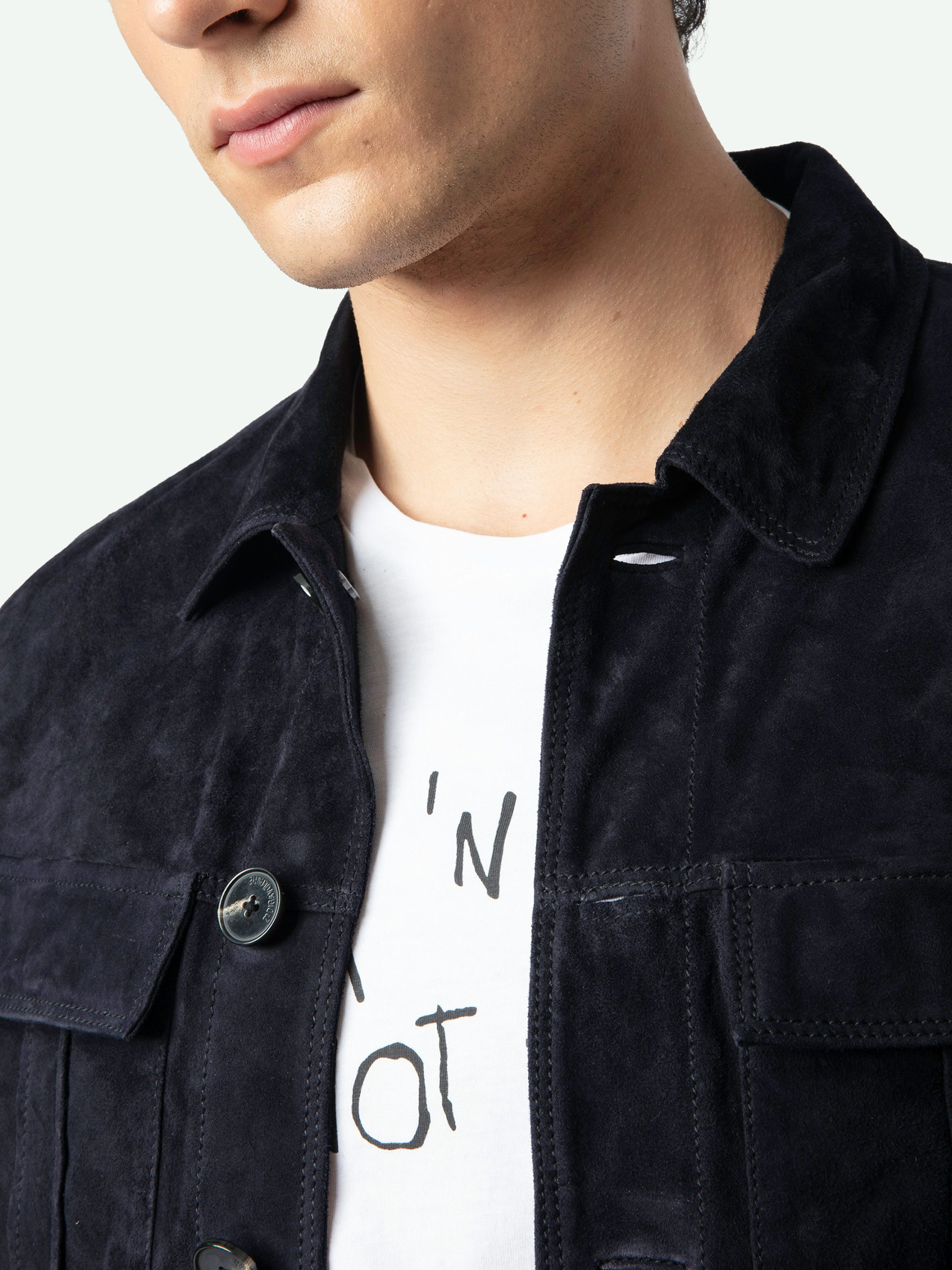 Kuba Leder-Suede Jacke - Wildlederjacke mit langen Ärmeln und Knopfverschluss.